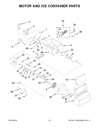 Motor And Ice Container Parts Diagram and Parts List for WRS335SDHM00  Whirlpool Refrigerator