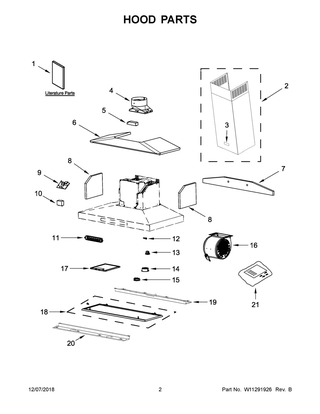 Hood Parts Diagram and Parts List for KVWB600HBS0  Whirlpool Range Hood