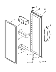Refrigerator Door Parts Diagram and Parts List for WRS576FIDM01  Whirlpool Refrigerator