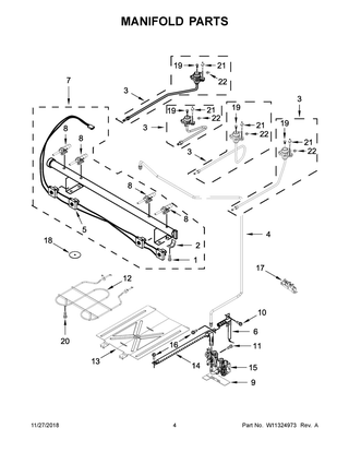 Manifold Parts Diagram and Parts List for WEG515S0FV2  Whirlpool Range