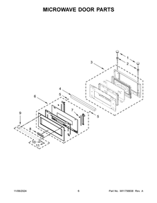 04 - Microwave Door Parts Diagram and Parts List for KMBP100EBS21  Whirlpool Microwave