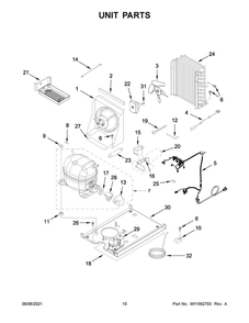Unit Parts Diagram and Parts List for WUI95X15HZ01  Whirlpool Ice Maker