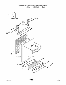 Door And Panel Parts Diagram and Parts List for 66513292K110  Kenmore Dishwasher