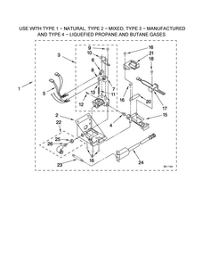 3402856 Burner Assembly Diagram and Parts List for 11098752798  Kenmore Washer Dryer Combo