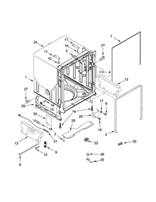 Tub And Frame Parts Diagram and Parts List for KDFE454CSS2  KitchenAid Dishwasher