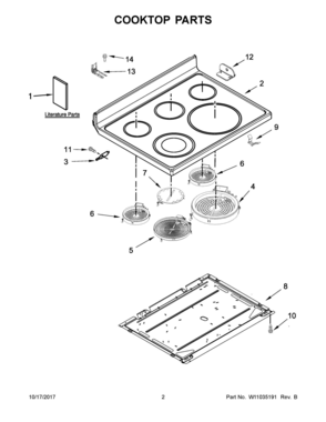 02 - COOKTOP PARTS Diagram and Parts List for YMER8800FW0  Whirlpool Range