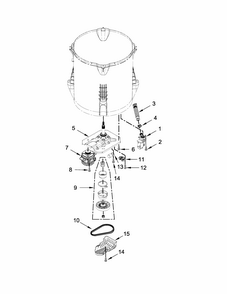 Gearcase, Motor And Pump Parts Diagram and Parts List for 11022442511  Kenmore Washer