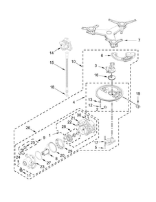 Pump, Washarm And Motor Parts Diagram and Parts List for KDTM504EPA1  KitchenAid Dishwasher