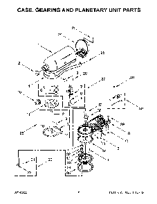 Case, Gearing And Planetary Unit Parts Diagram and Parts List for 5KSM195PSWBM0  KitchenAid Mixer