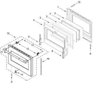Oven Door Parts Diagram and Parts List for JPIFC730RL00  Whirlpool Range