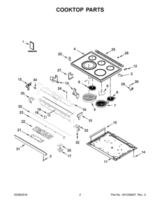 Cooktop Parts Diagram and Parts List for WEE750H0HZ1  Whirlpool Range