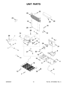 Unit Parts Diagram and Parts List for WRF555SDHW03  Whirlpool Refrigerator