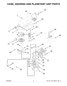 04 - Case, Gearing And Planetary Unit Parts Diagram and Parts List for 5KSM150PSRPT5  Whirlpool Mixer