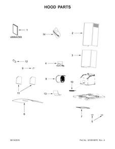 Hood Parts Diagram and Parts List for WVW51UC6FS1  Whirlpool Range Hood