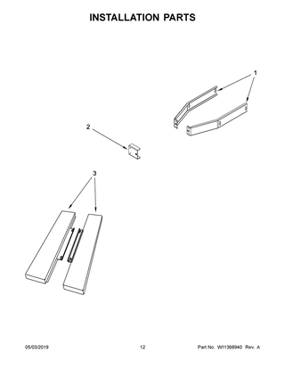 Installation Parts Diagram and Parts List for KMBS104ESS03  Whirlpool Microwave