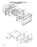 OVEN DOOR AND DRAWER Diagram and Parts List for SF386PEWW4  Whirlpool Range