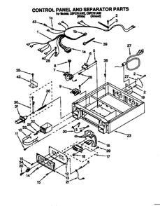 Control Panel And Separator Diagram and Parts List for CSP2761AW2  Whirlpool Dryer