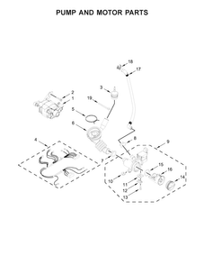 Pump And Motor Parts Diagram and Parts List for CHW9150GW0  Whirlpool Washer