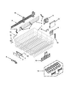 Upper Rack And Track Parts Diagram and Parts List for 66512789K311  Kenmore Dishwasher