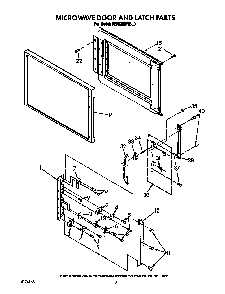 Microwave Door And Latch Diagram and Parts List for KEMI300WBL0  KitchenAid Microwave Oven Combo