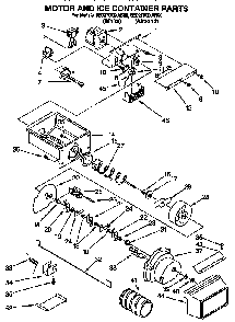 Motor And Ice Container Diagram and Parts List for 8ED27DQXAB00  Whirlpool Refrigerator