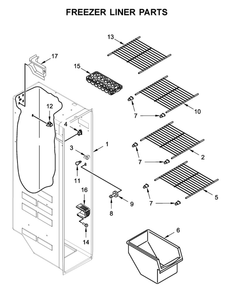 Freezer Liner Parts Diagram and Parts List for WRSA15SNHN01  Whirlpool Refrigerator