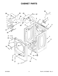 Cabinet Parts Diagram and Parts List for MGD5630HC3  Whirlpool Dryer
