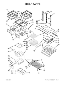 Shelf Parts Diagram and Parts List for KFCS22EVMS8  KitchenAid Refrigerator