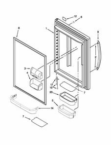 Refrigerator Door Diagram and Parts List for 59669933013  Kenmore Refrigerator