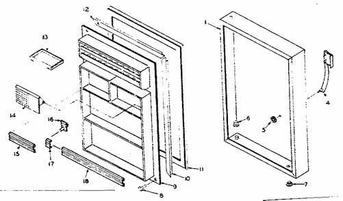 Door Parts Diagram and Parts List for 106W11A  Kenmore Refrigerator