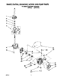 BRAKE, CLUTCH, GEARCASE, MOTOR & PUMP Diagram and Parts List for LSR8244BW0  Whirlpool Washer