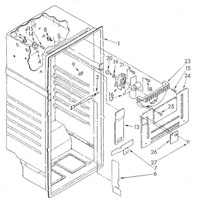 Liner Diagram and Parts List for ET14JKXSN02  Whirlpool Refrigerator