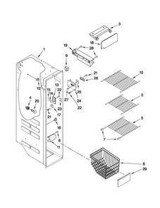 Freezer Liner Parts Diagram and Parts List for 10651593011  Kenmore Refrigerator