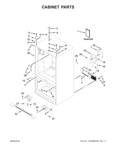 Cabinet Parts Diagram and Parts List for WRF555SDFZ01  Whirlpool Refrigerator