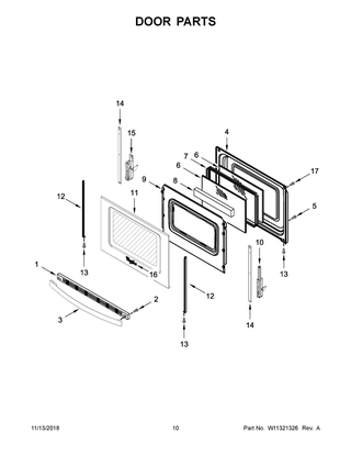 Door Parts Diagram and Parts List for WFG525S0HS1  Whirlpool Range