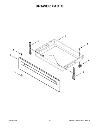 Drawer Parts Diagram and Parts List for WFC310S0EB3  Whirlpool Range