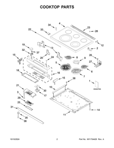 02 - Cooktop Parts Diagram and Parts List for JES1450ML1  Whirlpool Wall Oven