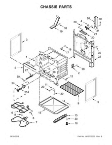 Chassis Parts Diagram and Parts List for WFE320M0EB0  Whirlpool Range