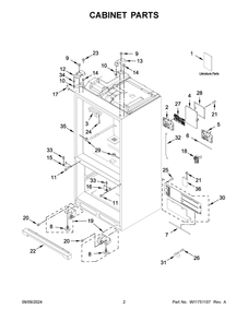 02 - Cabinet Parts Diagram and Parts List for WRMF7736PZ01  Whirlpool Refrigerator