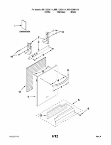 Door And Panel Parts Diagram and Parts List for 66513292K114  Kenmore Dishwasher