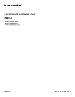 01 - Cover Sheet Diagram and Parts List for YKMHS120EB4  KitchenAid Microwave Oven Combo