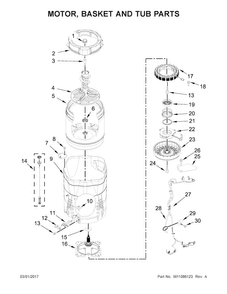 Part Location Diagram of W11550891 Whirlpool Agitator