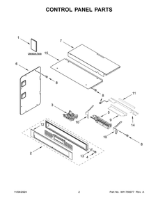 02 - Control Panel Parts Diagram and Parts List for KOEC530PBS01  Whirlpool Microwave Oven Combo