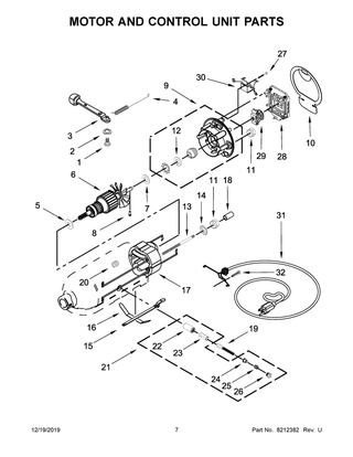 Motor And Control Unit Parts Diagram and Parts List for 5KSM150PSBLR4  Whirlpool Mixer