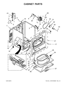 Cabinet Parts Diagram and Parts List for 7MWGD1800DM1  Whirlpool Dryer