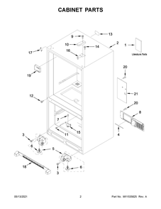 Cabinet Parts Diagram and Parts List for KRBL102ESS03  Whirlpool Refrigerator