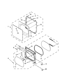 Door Parts Diagram and Parts List for WGD8000DW0  Whirlpool Dryer