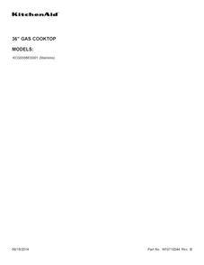 Cover Sheet Diagram and Parts List for KCGS556ESS01  KitchenAid Cooktop