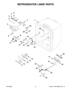 03 - Refrigerator Liner Parts Diagram and Parts List for KRFC300EBS10  Whirlpool Refrigerator
