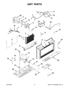 Unit Parts Diagram and Parts List for GAFZ30FDGB05  Whirlpool Freezer